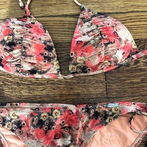 Neutral colored bikini top and bottom